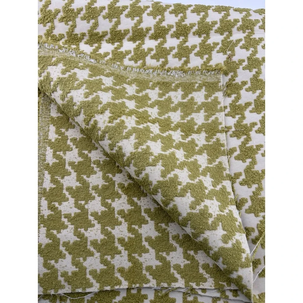 Houndstooth Upholstery Fabric Neutral Olive Green Cream George‎ Oliver 60x56